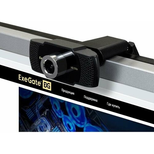 веб камера exegate blackview c525 hd 1280х720 30fps шторка usb микр с шумоподавл универс крепл Exegate EX287378RUS Веб-камера ExeGate BusinessPro C922 HD Tripod (матрица 1/3 1,3 Мп, 1280х720, 720P, 30fps, 4-линзовый объектив, USB, микрофон с шум