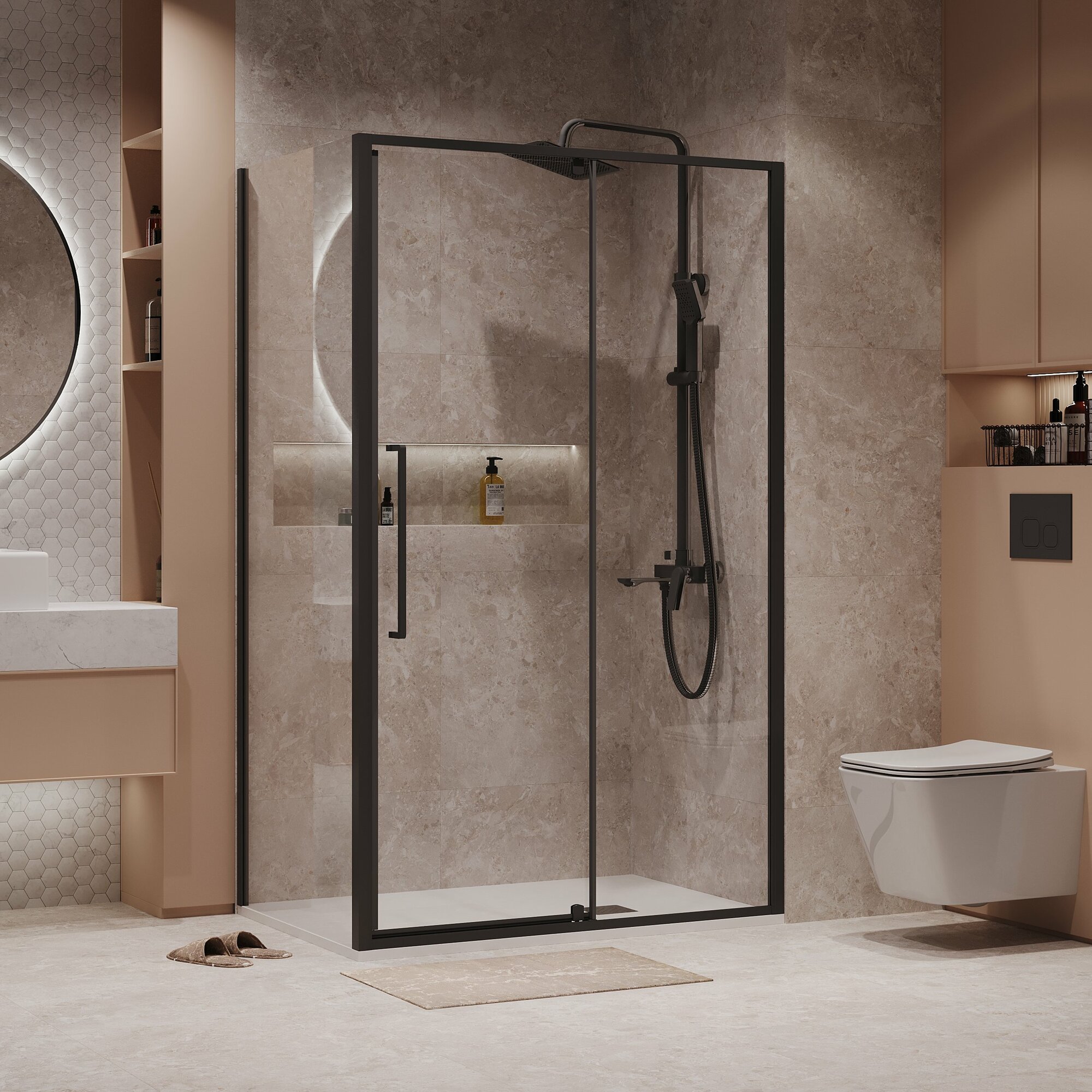 фото Душевой уголок Niagara Nova 120x80 NG-85-12AB-A80B-34 стекло прозрачное, профиль черный матовый, без поддона