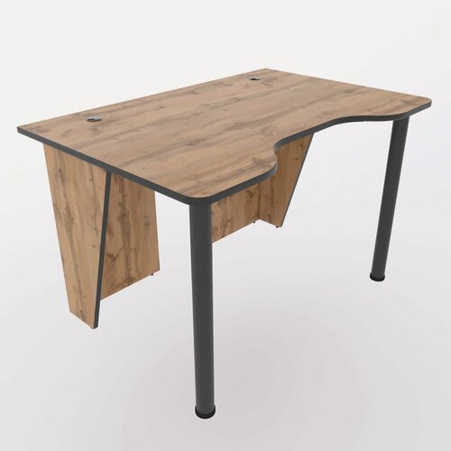 Изображение товара Игровой компьютерный стол "Лакер" с тумбой, 120х80х75 см, дуб вотан с чёрной кромкой