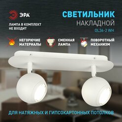 Светильник настенно-потолочный ЭРА OL36-2 WH под лампы 2хGU10 12Вт белый поворотный спот