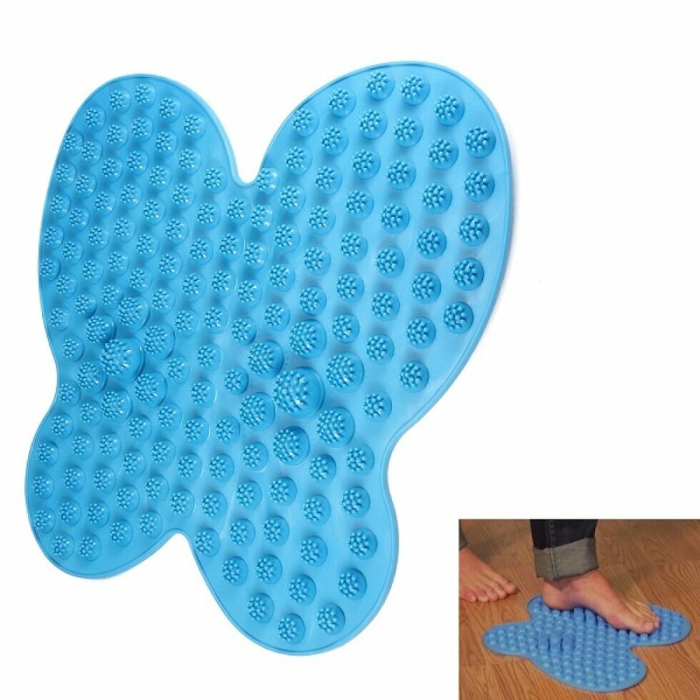 Массажныи коврик мат для ног Бабочка голубой