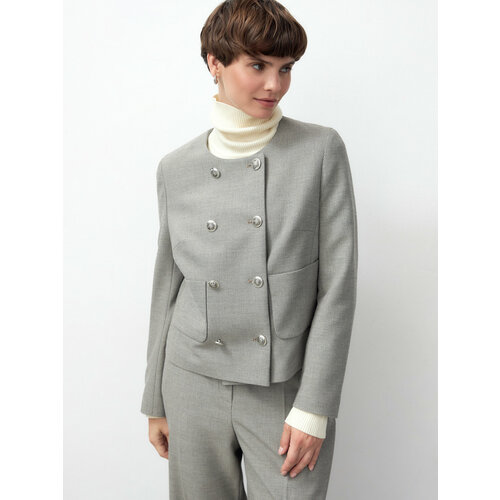 Пиджак Pompa, размер 48, серый, мультиколор пиджак pompa размер 48 серый