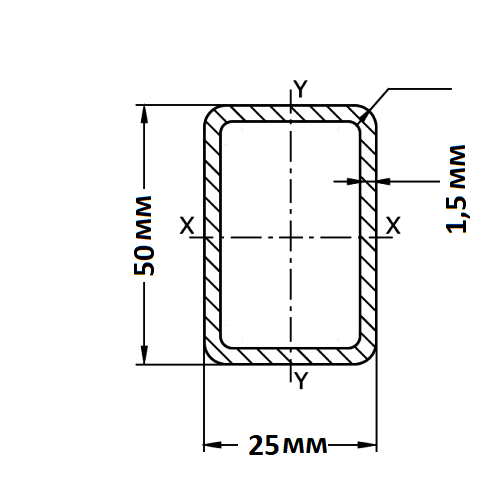 Труба профильная 50х25х1,5 мм
