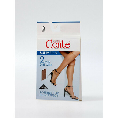 Гольфы Conte elegant SUMMER, 8 den, 2 пары, размер 36-39, бежевый гольфы полиамид conte гольфы 20 лайкра конверте размер б р bronzo интенсивный загар