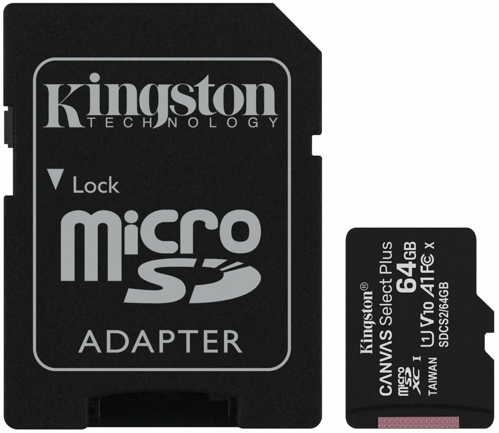 Карта памяти Kingston microSDXC Canvas Select Plus Class 10 UHS-I U1 (100/10MB/s) 64GB