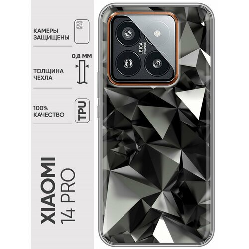 Дизайнерский силиконовый чехол для Сяоми 14 Про / Xiaomi 14 Pro Черные кристаллы дизайнерский силиконовый чехол для сяоми 14 про xiaomi 14 pro гуччи