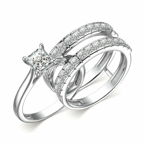 Кольцо MINERAL NATION, серебро, 925 проба, фианит, размер 18.5, серебряный