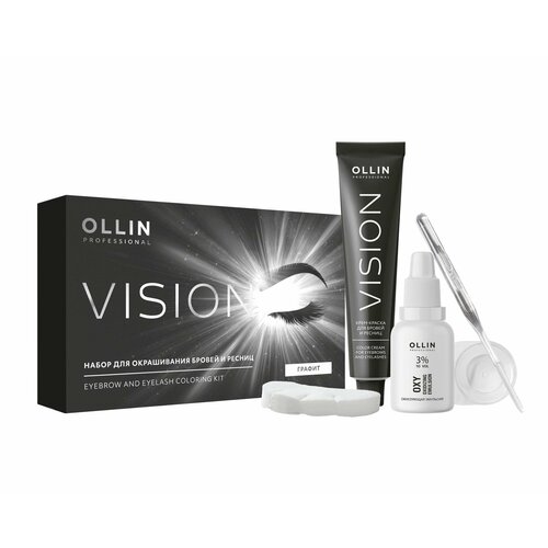 Ollin Vision Крем-краска для бровей и ресниц Графит (graphite) в наборе 20мл краски для волос ollin professional крем краска для бровей и ресниц в наборе ollin vision set graphite графит