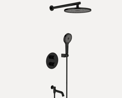 Изображение товара Душевая система скрытого монтажа с тропическим душем, термостатический Vieir V25003-3C черный