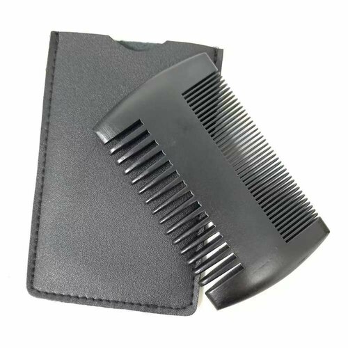 Расческа-гребень для бороды и усов из сандалового дерева в чехле Черная 415₽