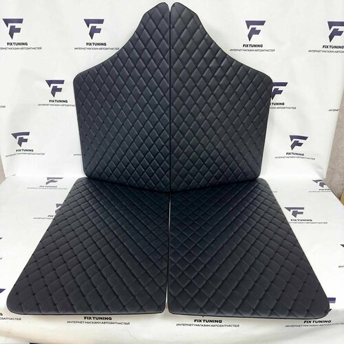 Обивка дверей ВАЗ 2101-2107, сплошные дверные карты люкс на классику, экокожа, Черная нить ромб