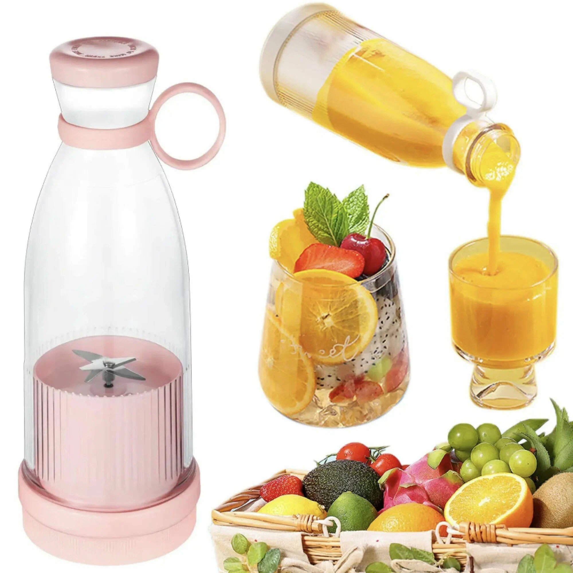 фото Беспроводной портативный блендер для смузи, коктейлей, детского питания