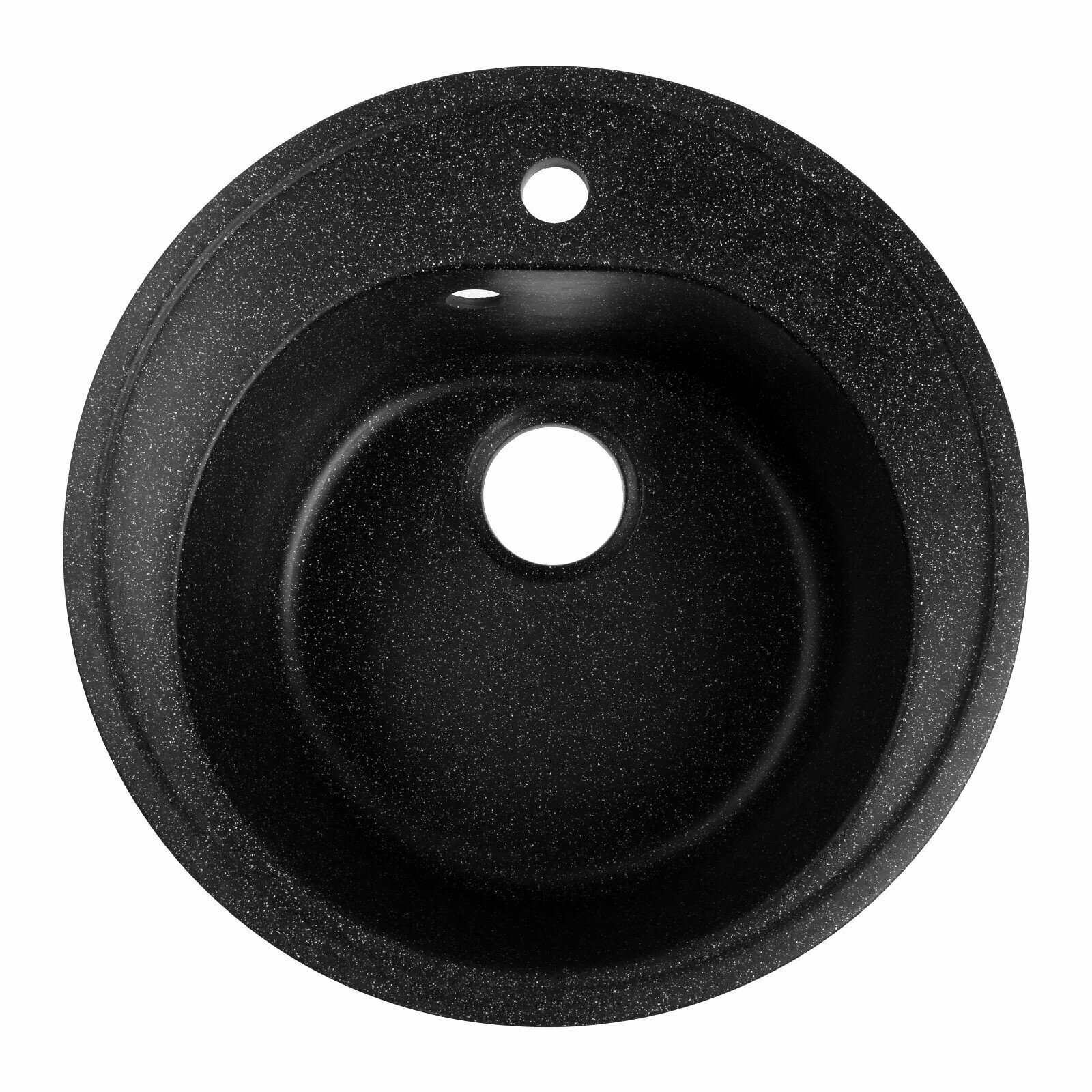 Мойка для кухни из камня 3/Q4, d=510 мм, круглая, перелив, цвет черный