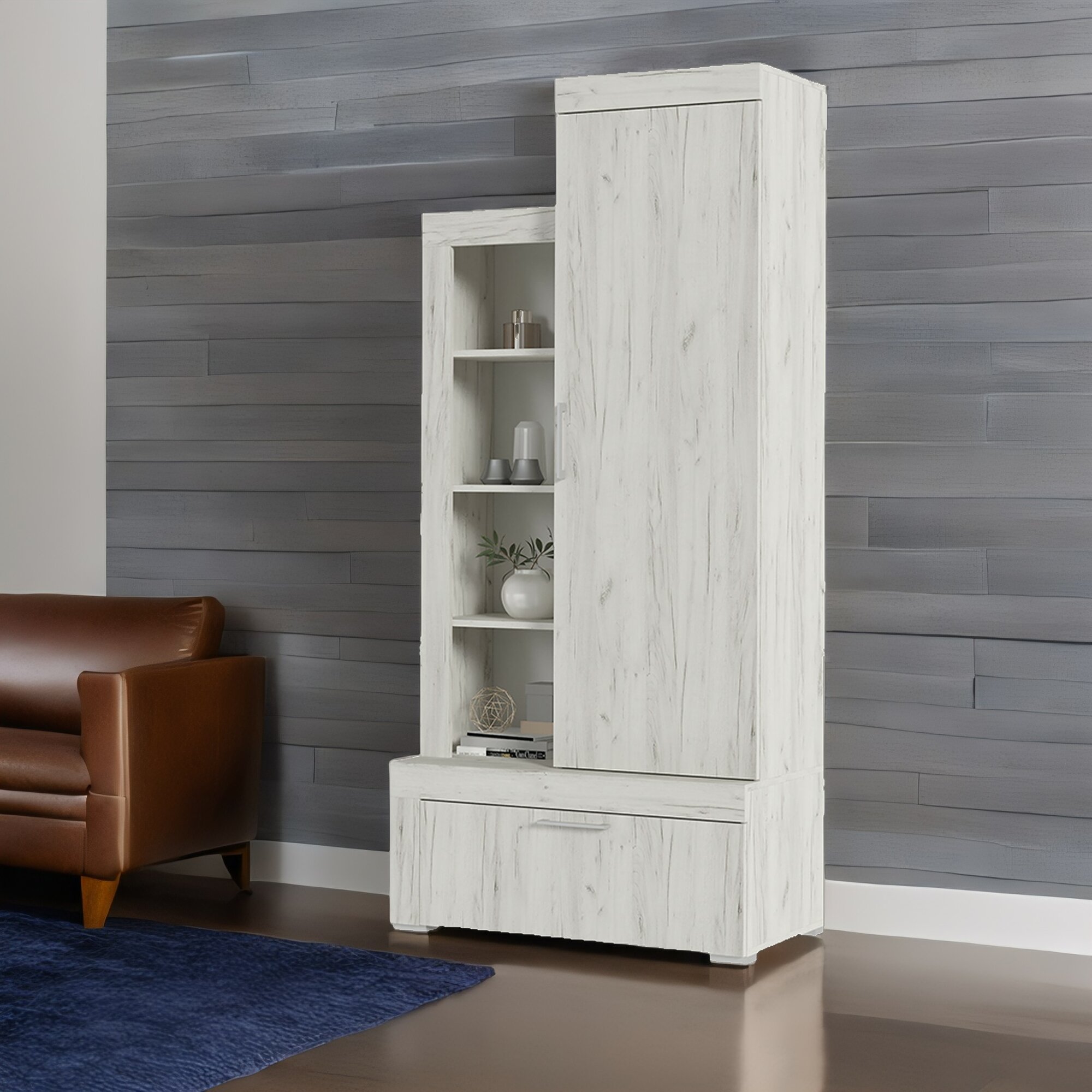 фото Шкаф "Гранд" ШК 5 (89.6х194.5х44.9) Дуб крафт белый Стендмебель