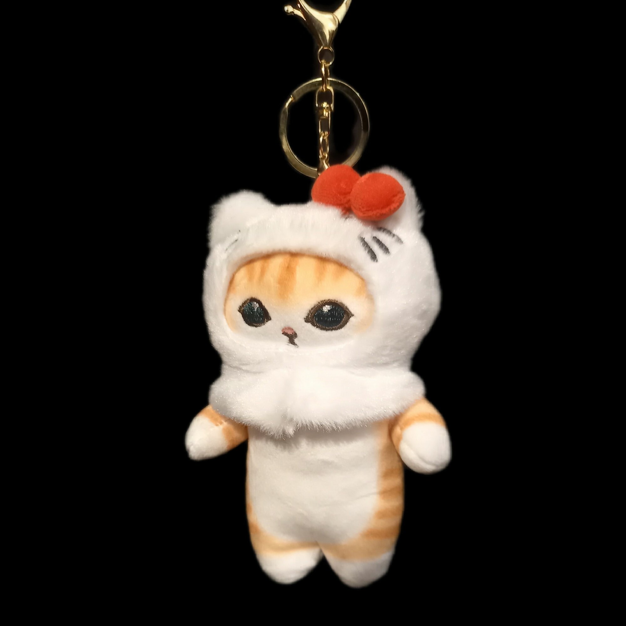 Брелок Кот-Кошка с бантом игрушка мягкая на рюкзак 12см.