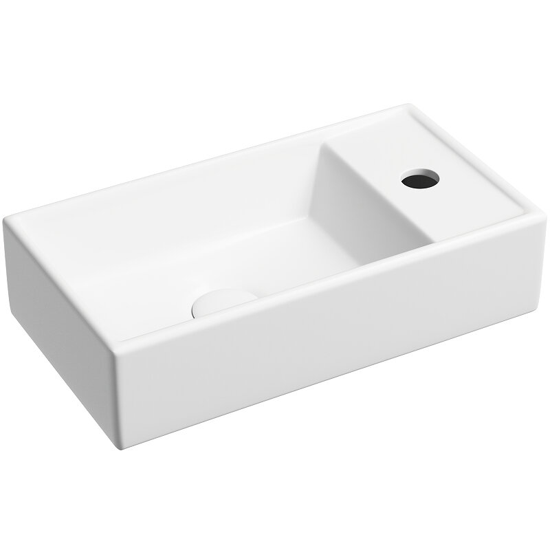 Раковина Ceramicanova Element CN6051LMW подвесная, чаша слева, 41.7х21.7 см, белая матовая