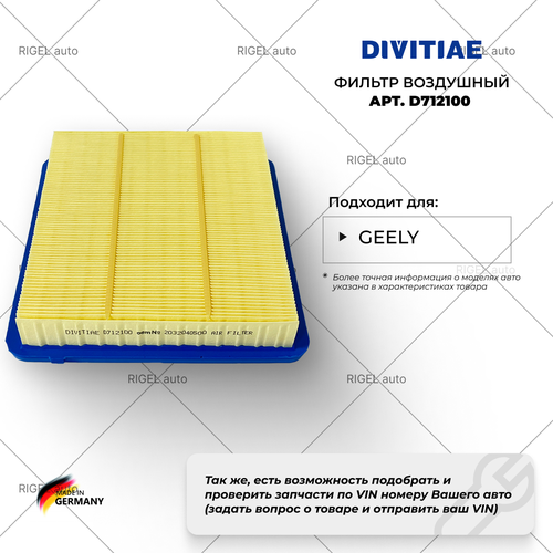 Воздушный фильтр Divitiae D712100/ 2032040500