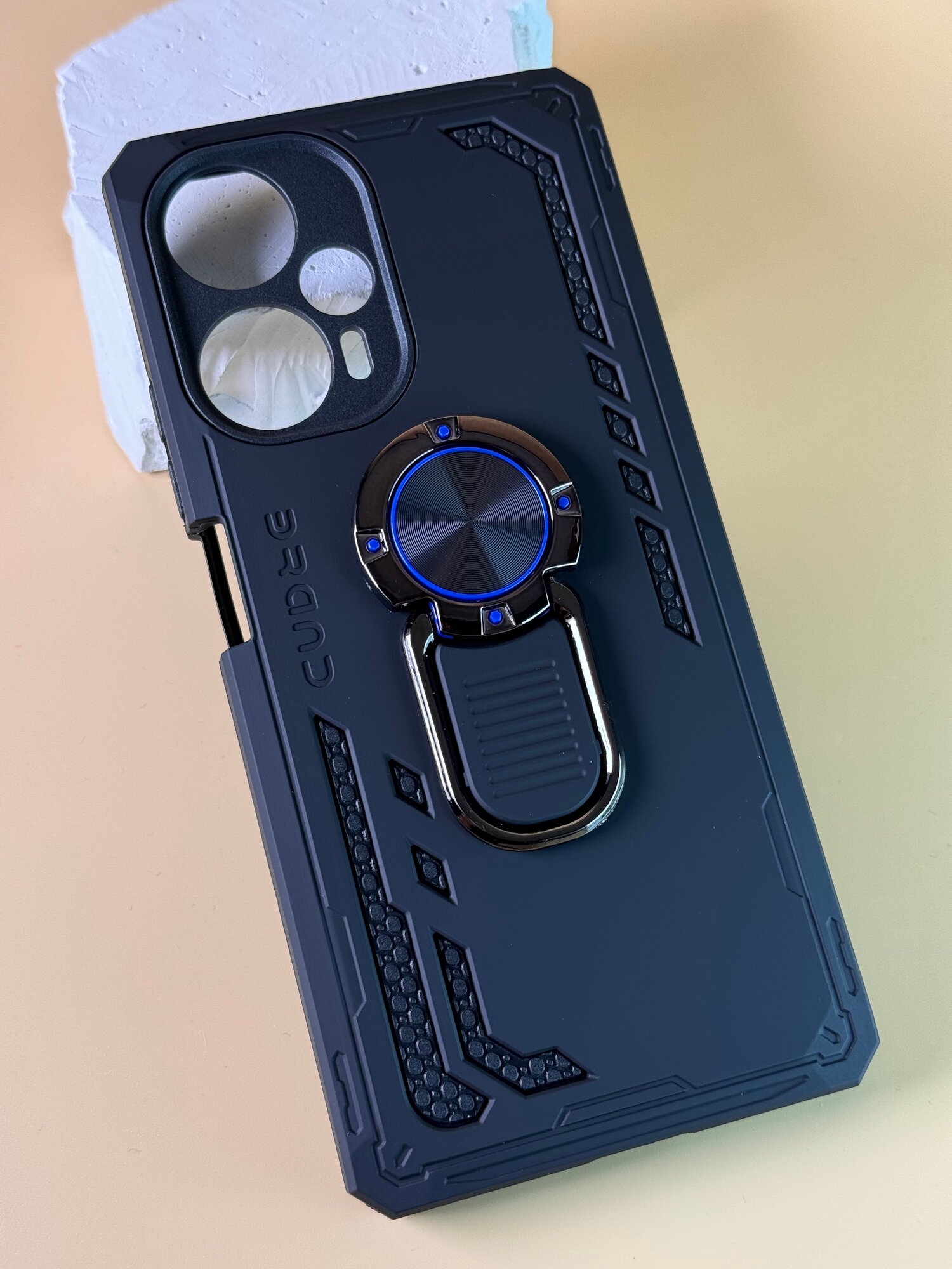 Чехол для Xiaomi Poco F5 / Сяоми Поко Ф5 противоударный, ударопрочный, усиленный, с кольцом, черный — фото 1