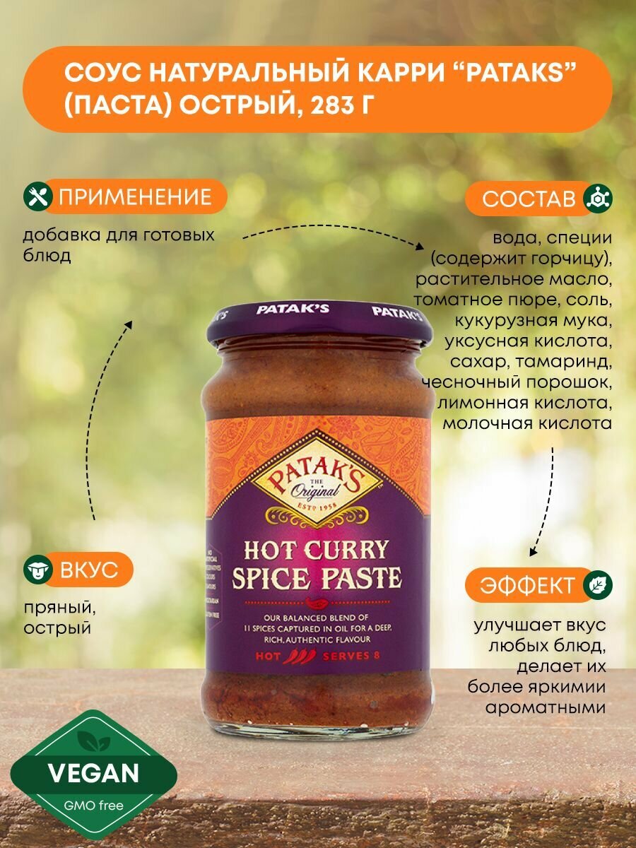 фото Паста карри острая (hot curry spice pasta) Patak's | Патакс 283г