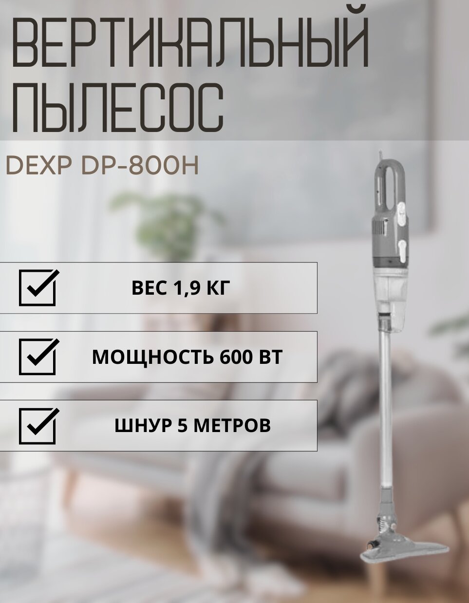 Пылесос DEXP DP-800H серый