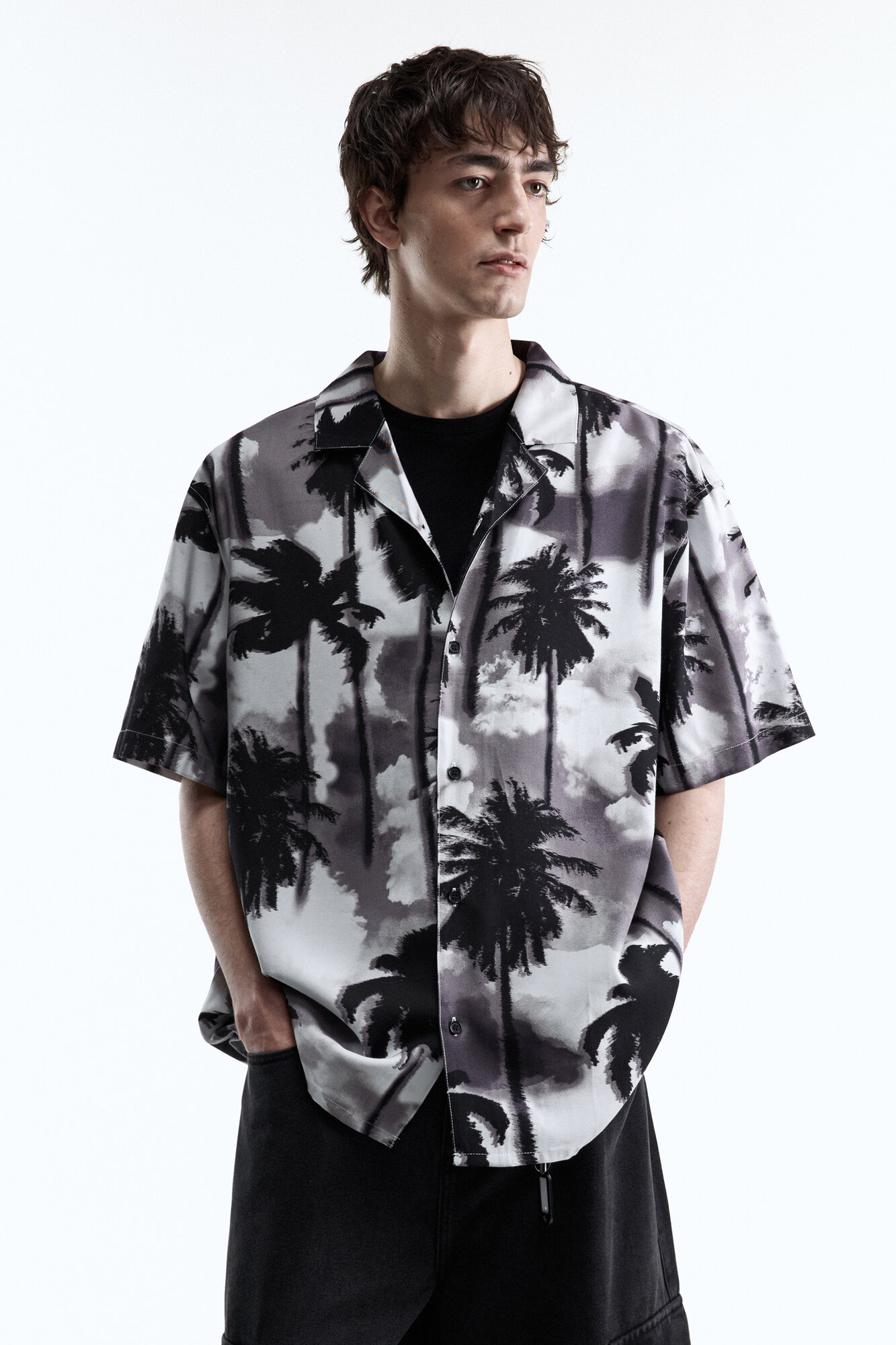 Рубашка Befree Grunge, размер S, черный принт — фото 1