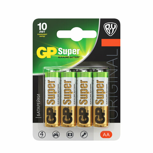 GP Super BY Original Батарейки 4шт тип АА15AGM-2CR BL 10 штук 3762₽