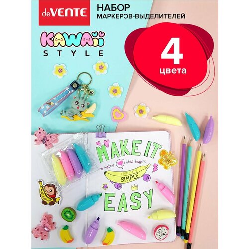 Маркеры текстовыделители неоновые фломастеры 4 шт KAWAII 148₽