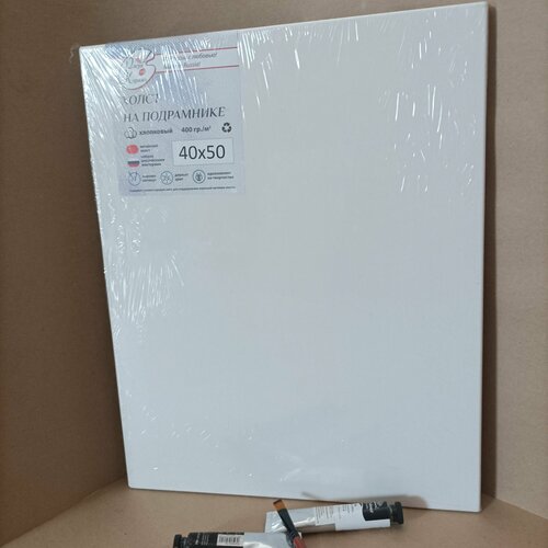 Холст грунтованный 4050 см на подрамнике итальянский хлопок 400гм2 Рисуй на кураже 1598₽