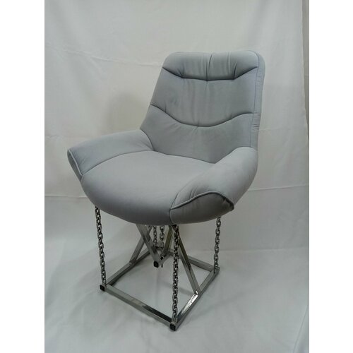 Кресло на цепях Лофт Grand велюр стальной каркас серый металлик высота сиденья 48 см 7500₽