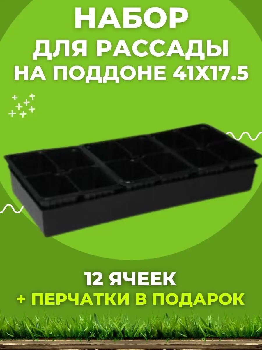 Ящик для рассады с поддоном Профи 12 с ячейками 410*175*60мм