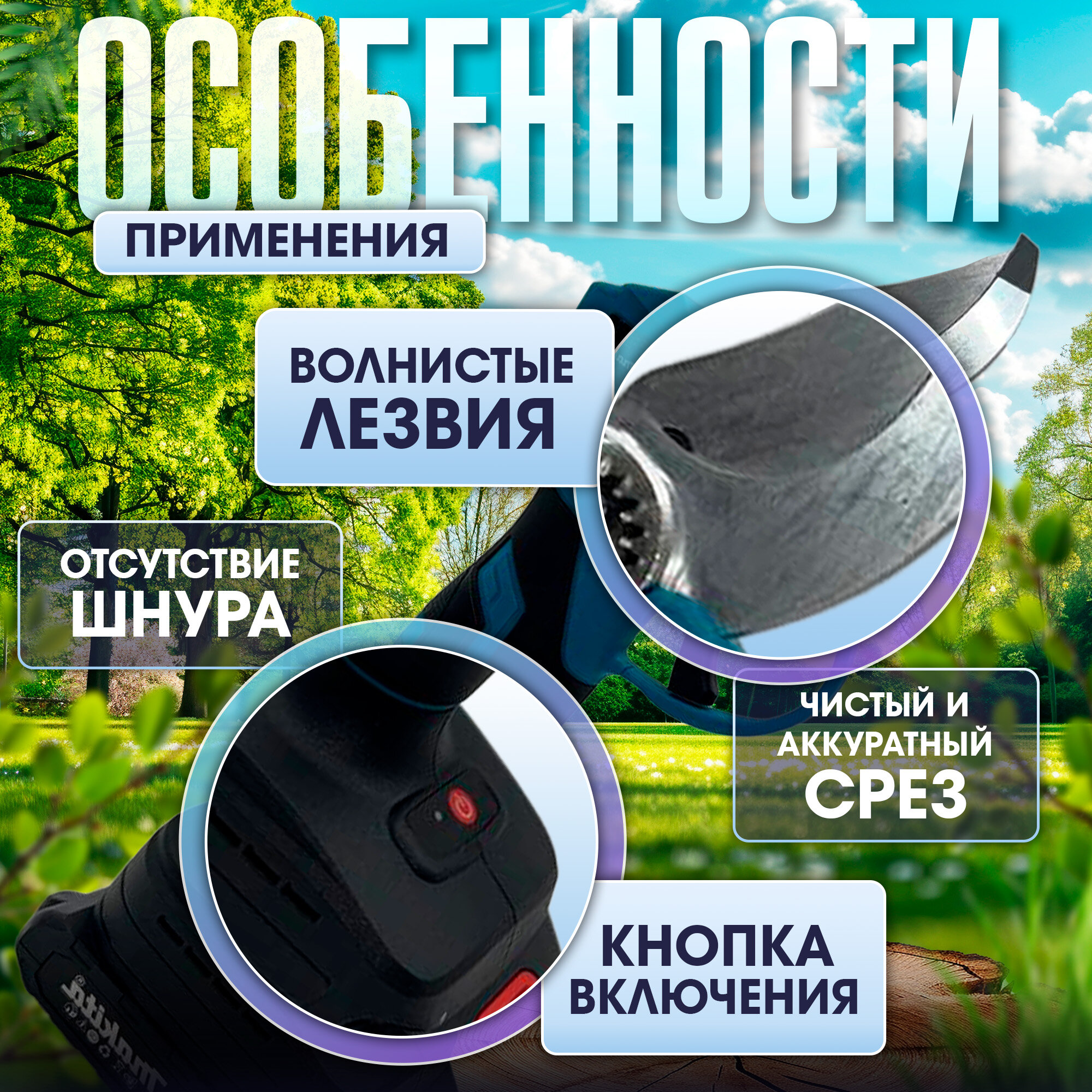 Изображение Секатор аккумуляторный садовый 2АКБ, электросекатор сучкорез ручной для сада, кейс для хранения