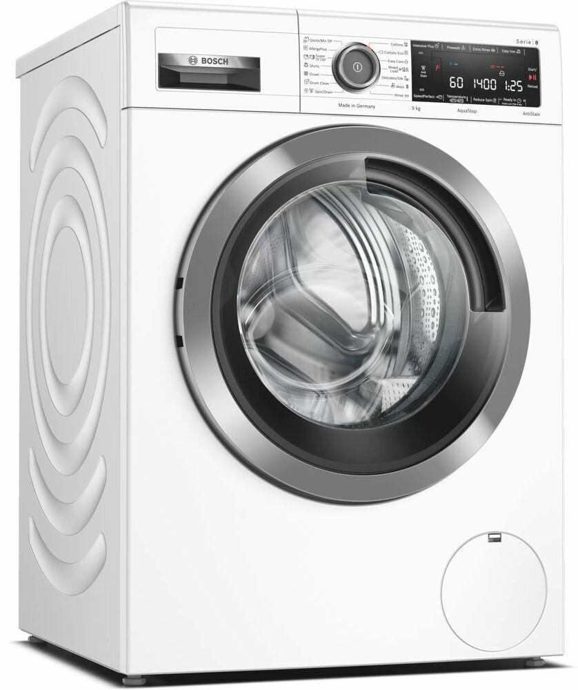 Стиральная машина Bosch WAV28M80ME с фронтальной загрузкой 9 кг, 1400 об/мин, 14 программ стирки, габариты 848 x 598 x 590 мм. Товар уцененный — фото 1