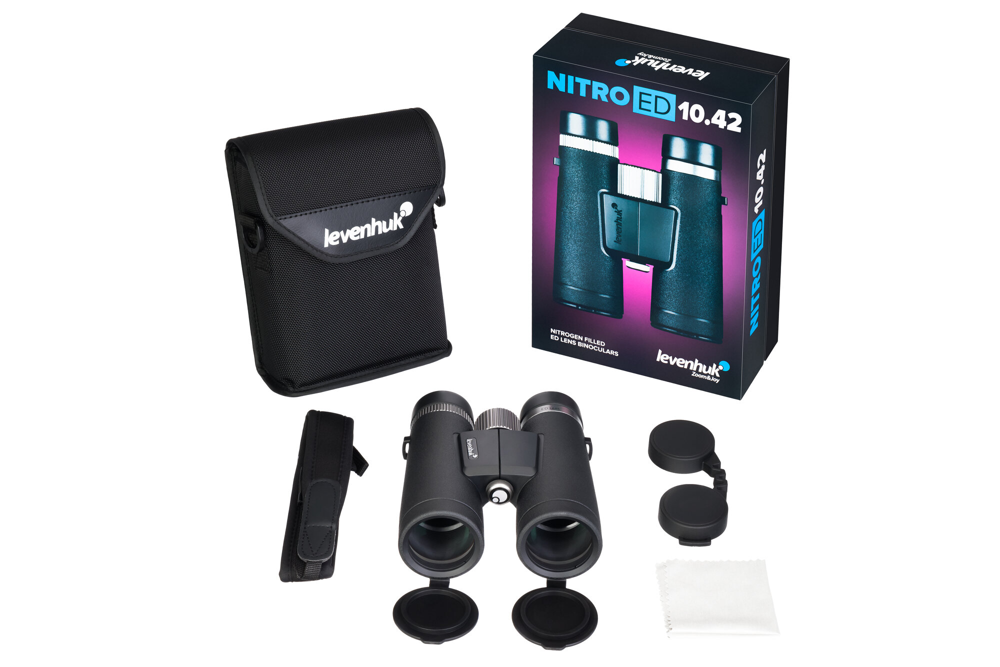 Бинокль Levenhuk Nitro ED 10x42, материал оптики - ED, Roof призмы, корпус ABS-пластик — фото 1