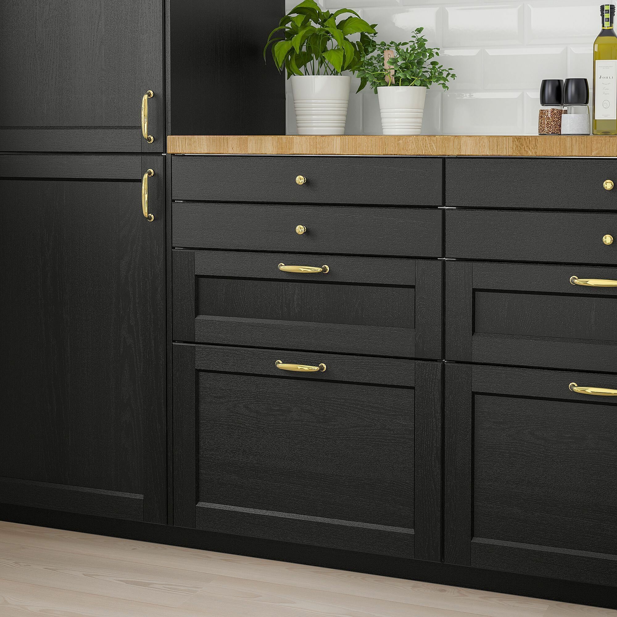 Цоколь кухонный IKEA LERHYTTAN лерхюттан 220x8 см черная морилка