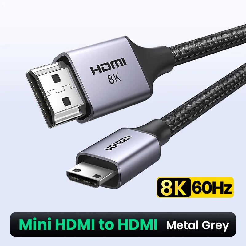 UGREEN Мини HDMI-HDMI кабель 8K/60Hz для Raspberry Pi Zero, Mini HDMI to HDMI, 2 м