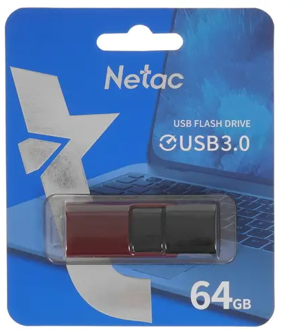 Флешка Netac U182, 64 ГБ, USB 3.0, красный/черный (NT03U182N-064G-32RE) — фото 1