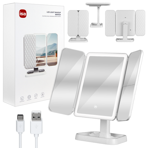 Настольное зеркало для макияжа с подсветкой ML-04 ISA белое 1828₽
