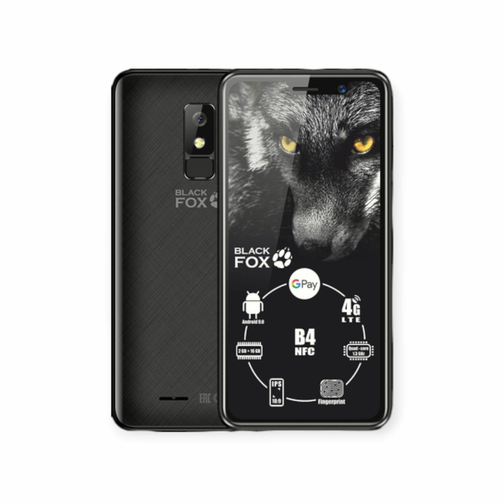 Смартфон Black Fox B4 NFC, 4G, Сканер отпечатка