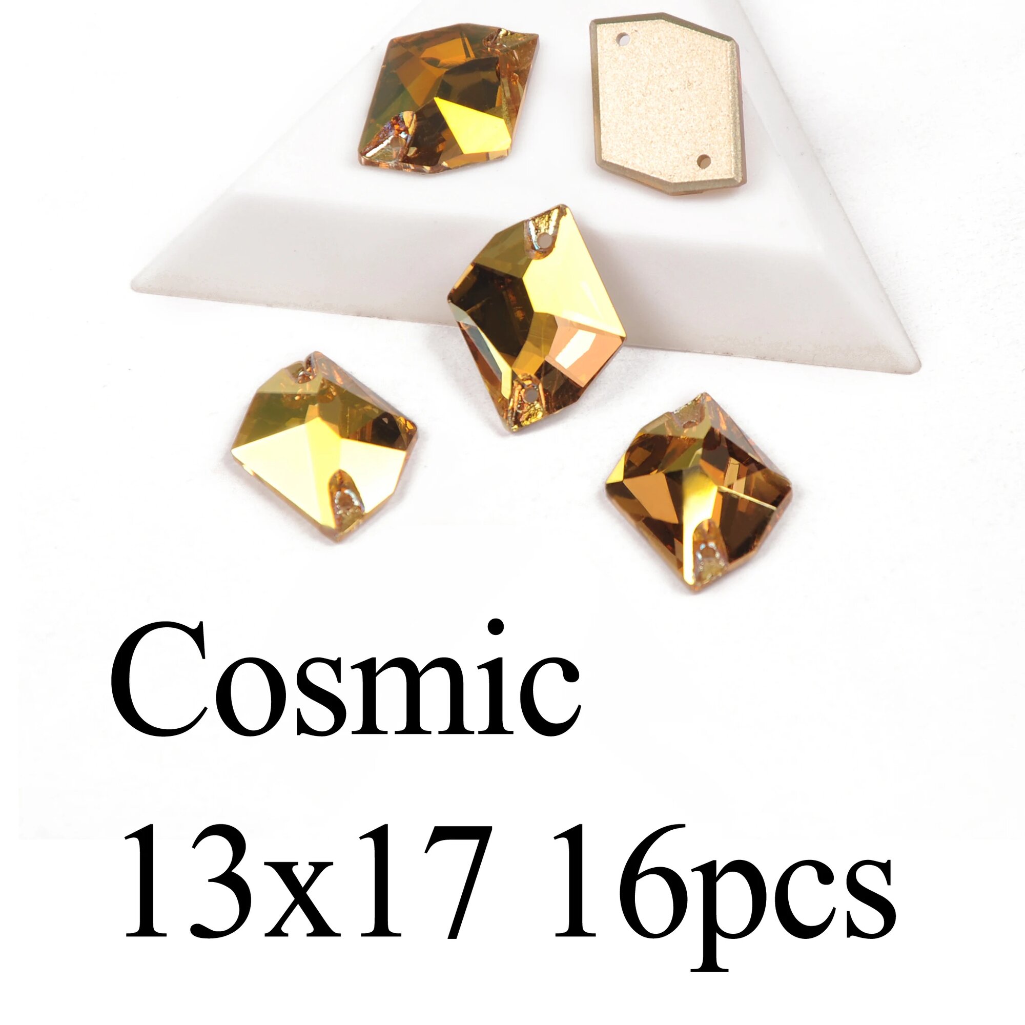 Стразы триллиант Cosmic 13x17, золотистые, 16 шт