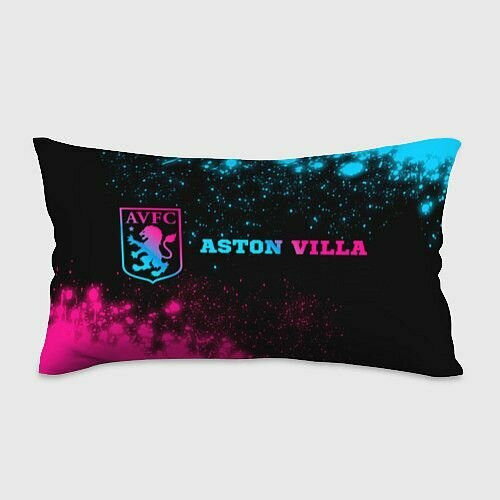 Aston Villa - neon gradient: надпись и символ Прямоугольная подушка