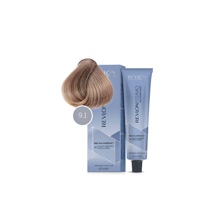 Revlon Professional Revlon Revlonissimo Colorsmetique 9.1 - Перманентная краска для волос очень светлый блонд пепельный 60 мл