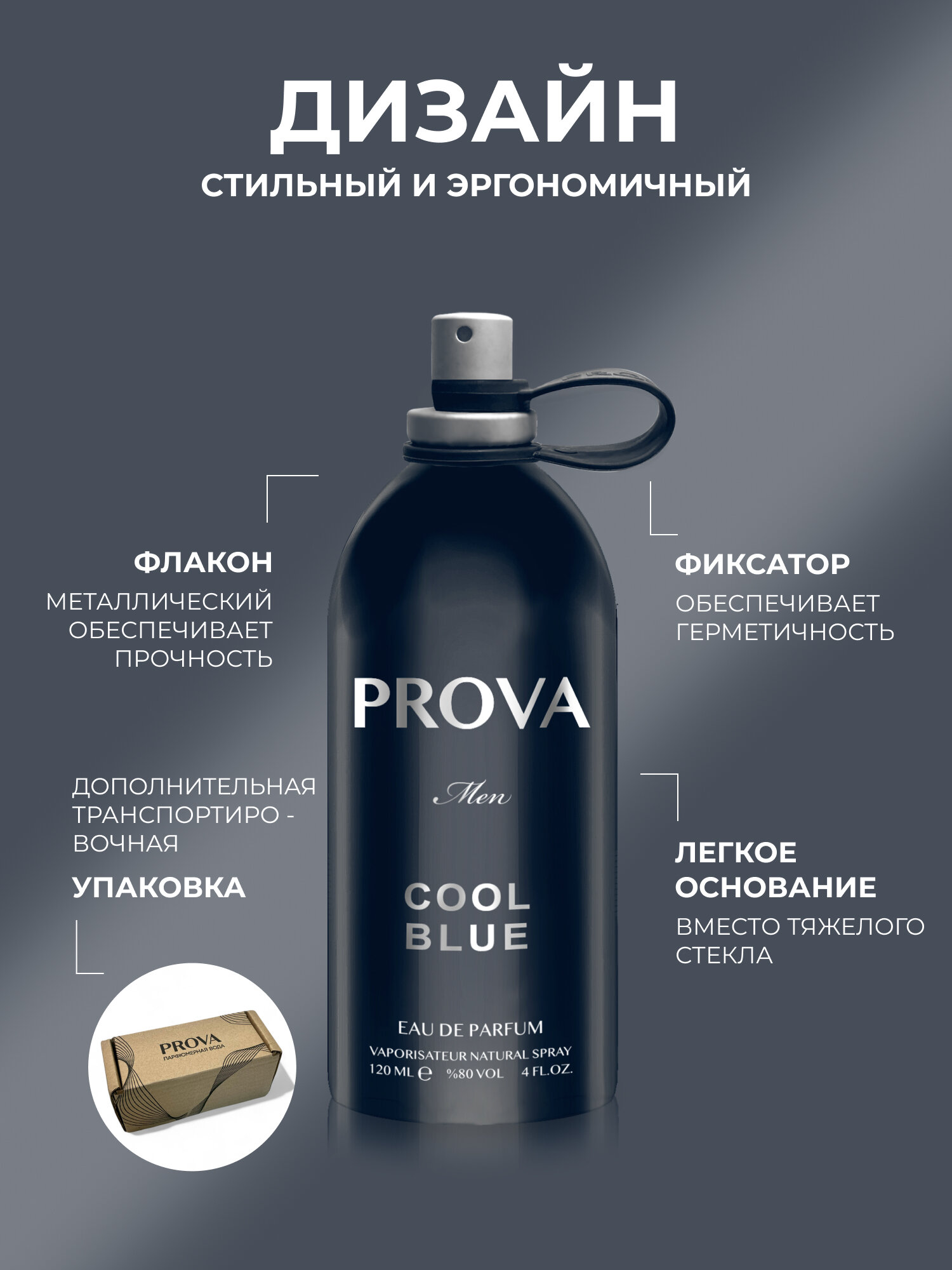 Духи мужские COOL BLUE PROVA, мужские стойкие, парфюм объемом 120 мл — фото 1