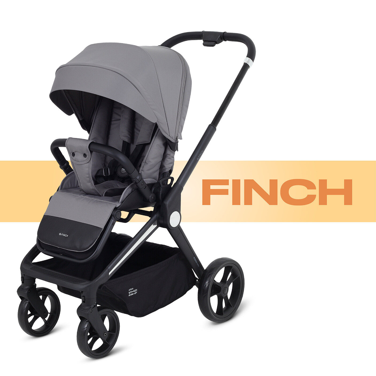 Коляска MOWBaby Finch с реверсивным блоком прогулочная детская, Grey