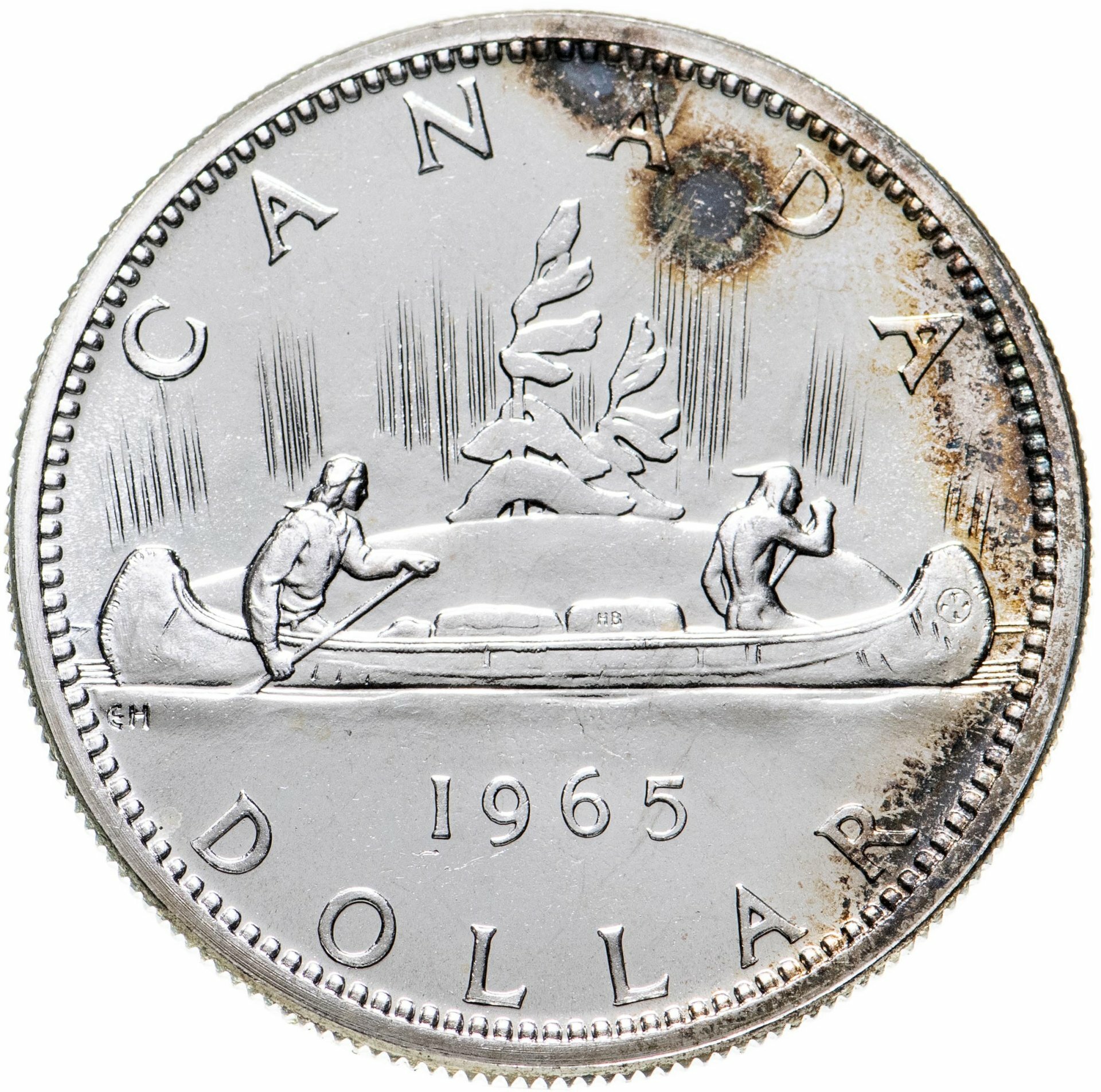 Канада 1 доллар dollar 1965, Серебро 800, в сохранности AU