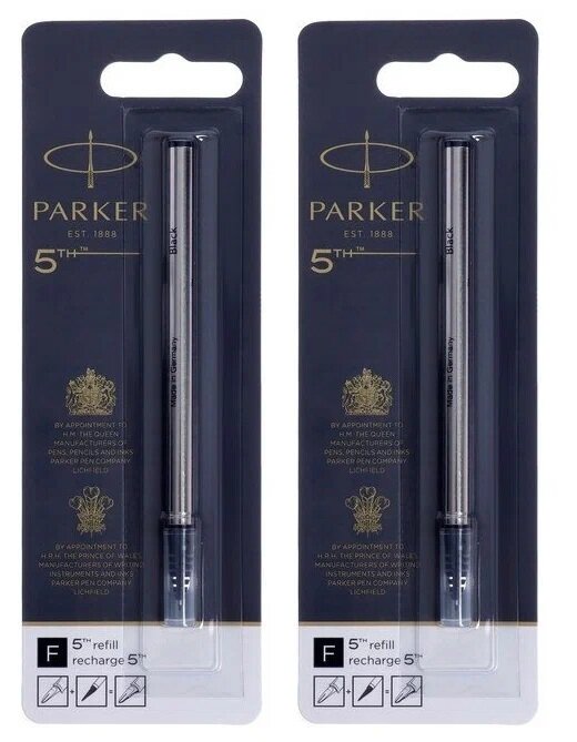 Черный стержень Parker для ручек 5й пишущий узел 5TH Refill Z39 (F), 2 шт.