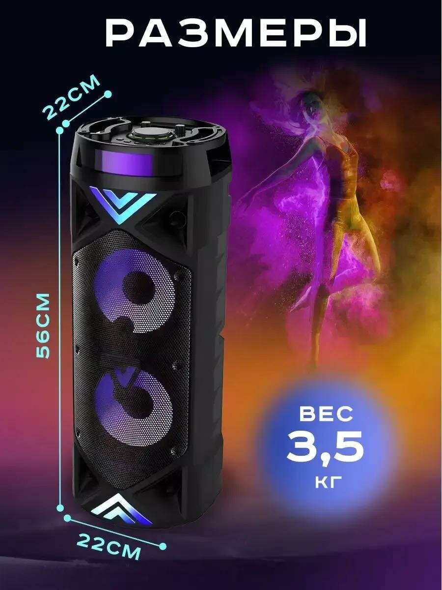 Колонка 6201 Bluetooth, Беспроводная с микрофоном и караоке, Акустическая система, Черный — фото 1