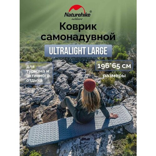 Коврик самонадувной Naturehike CNK2300DZ013 Ultralight Large, прямоугольный, голубой, 6976507665780