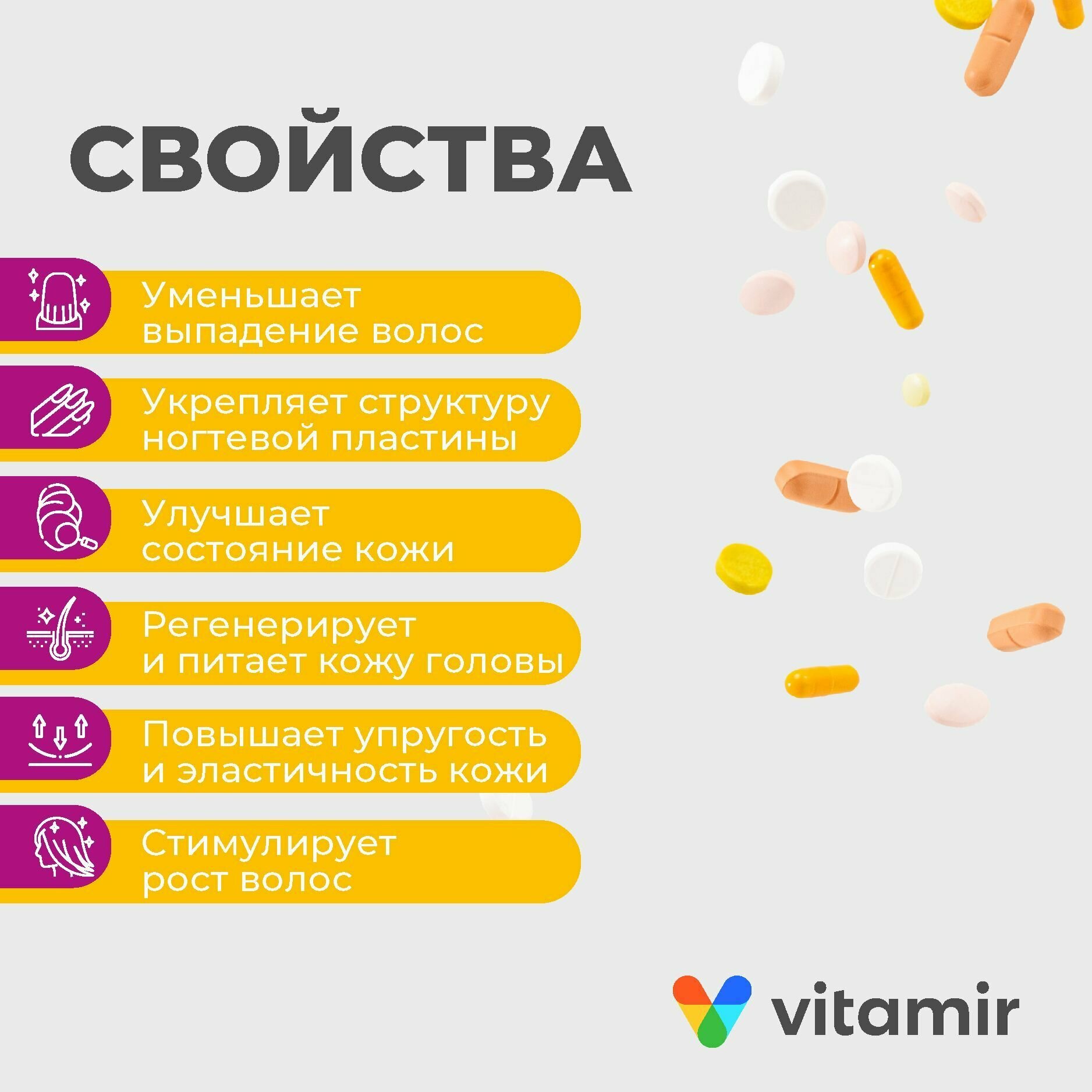 Бад Для Кожи И Волос БАД Комплекс кожа волосы ногти VITAMIR улучшенная формула МСМ, цинк и медь 30 таб.