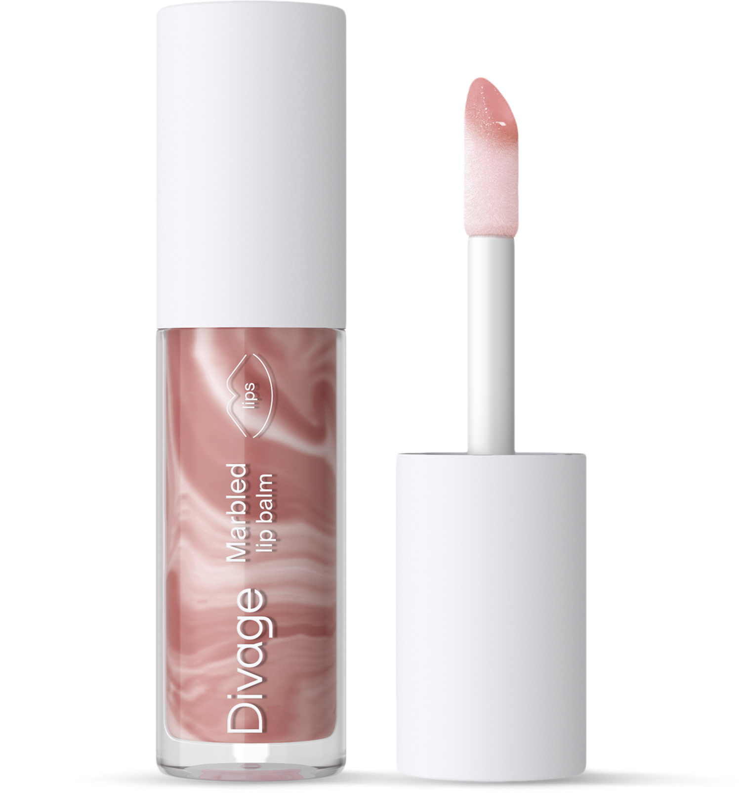 Бальзам для губ DIVAGE Marbled Lip Balm, увлажняющий, розовый, 4 мл — фото 1