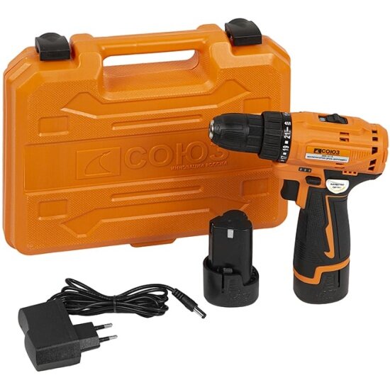 Дрель аккумуляторная бесщеточная Союз ДШС 12 1Л  12 В  45 Нм  2 акк  2 0 Ач  кейс